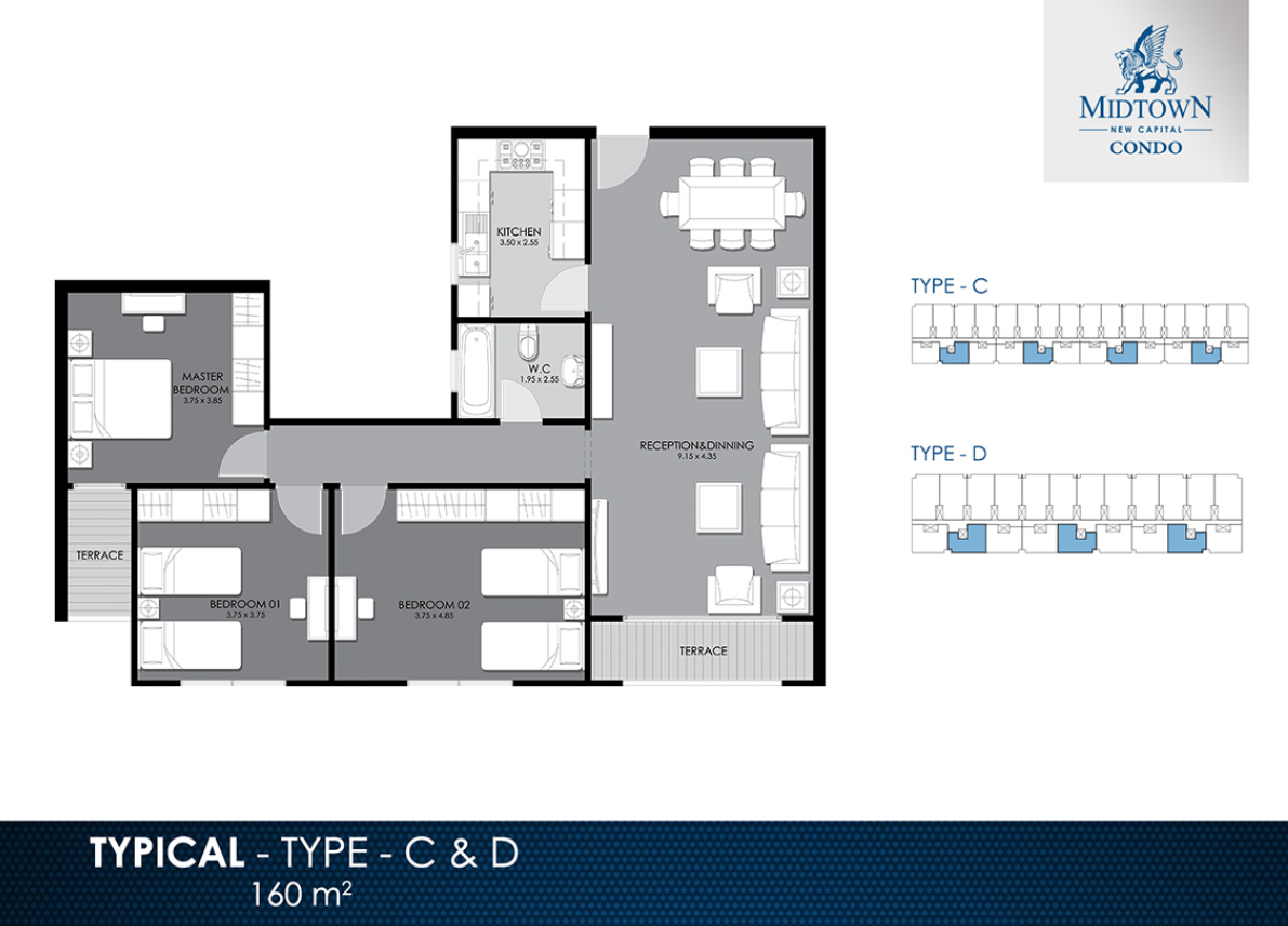 Floor plan for apartment at Midtown condo