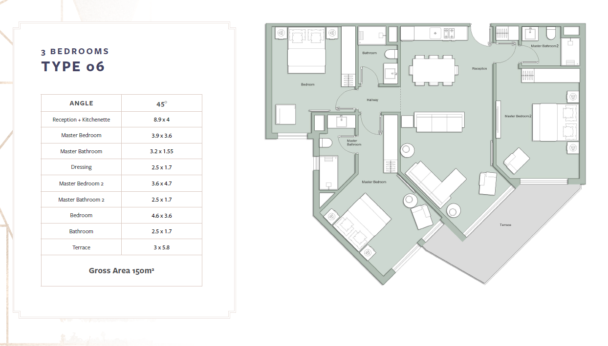 Floor plan for apartment at Fouka Bay