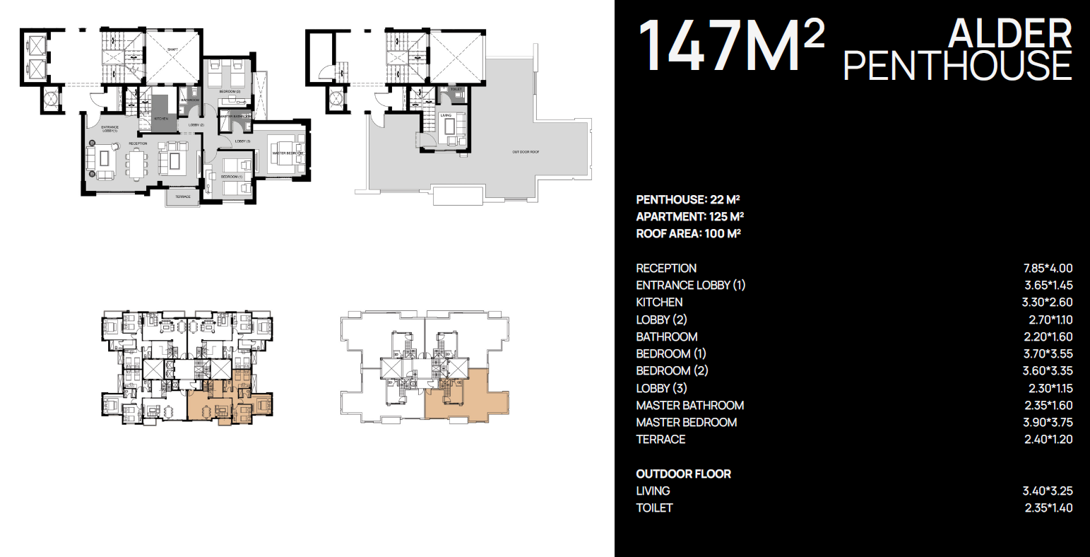 Floor plan for penthouse at Sun Capital