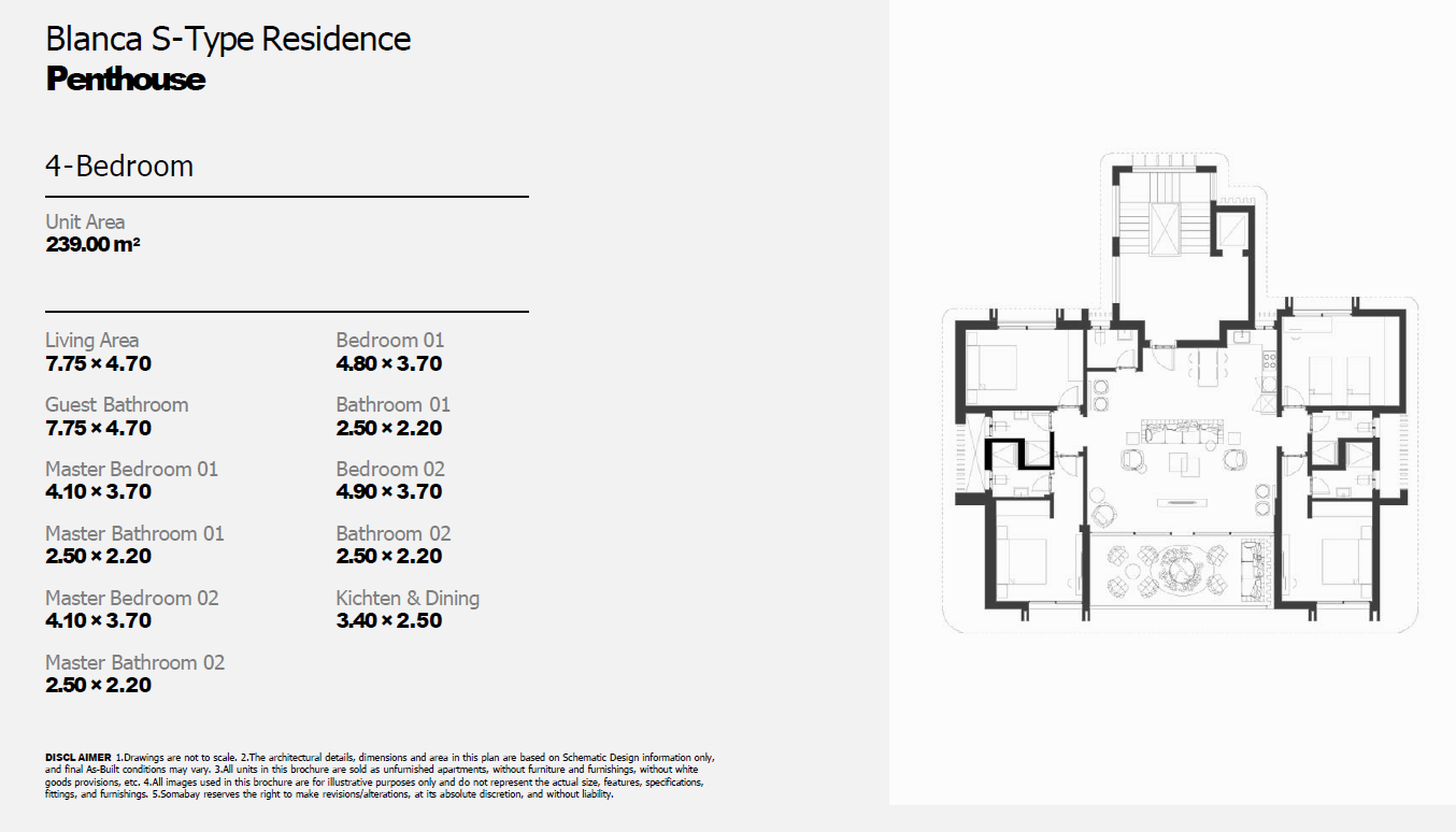 Floor plan for penthouse at Blanca