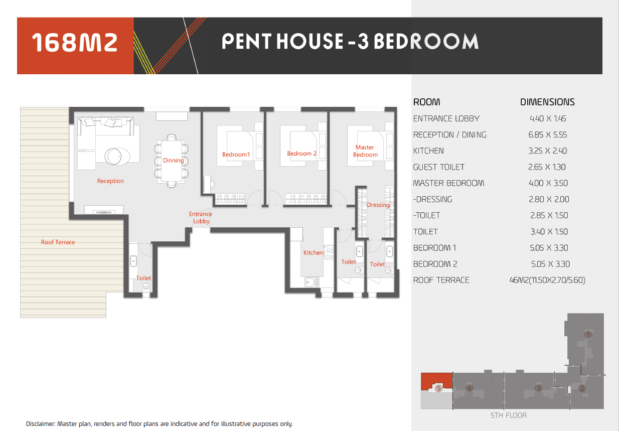 Floor plan for penthouse at Al Karma Kay