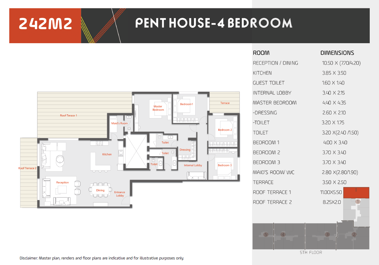 Floor plan for penthouse at Al Karma Kay