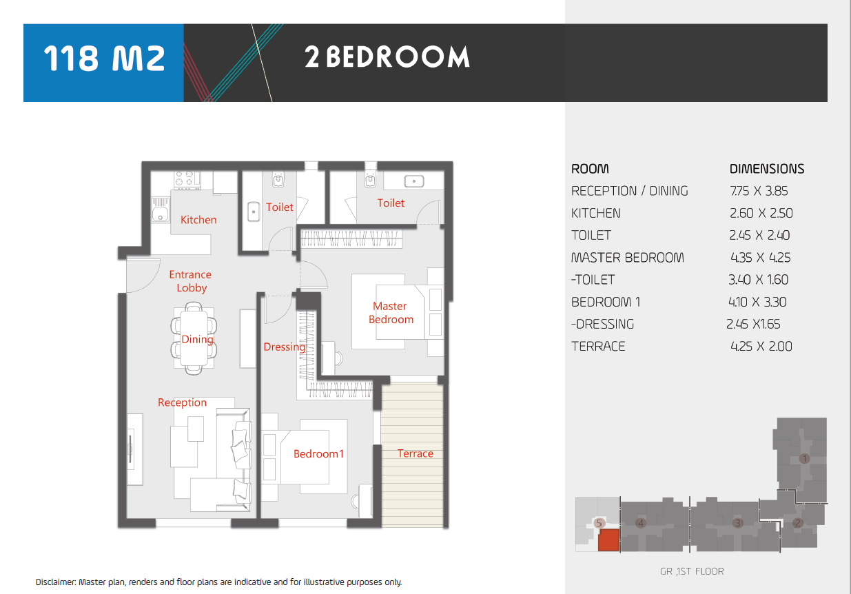 Floor plan for apartment at Al Karma Kay