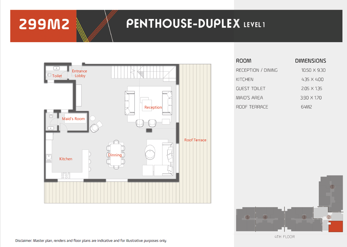 Floor plan for penthouse at Al Karma Kay