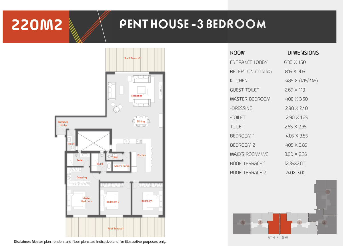 Floor plan for penthouse at Al Karma Kay