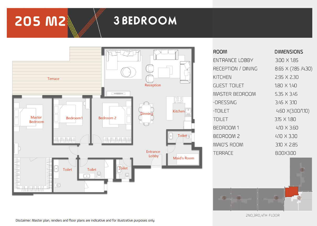 Floor plan for apartment at Al Karma Kay