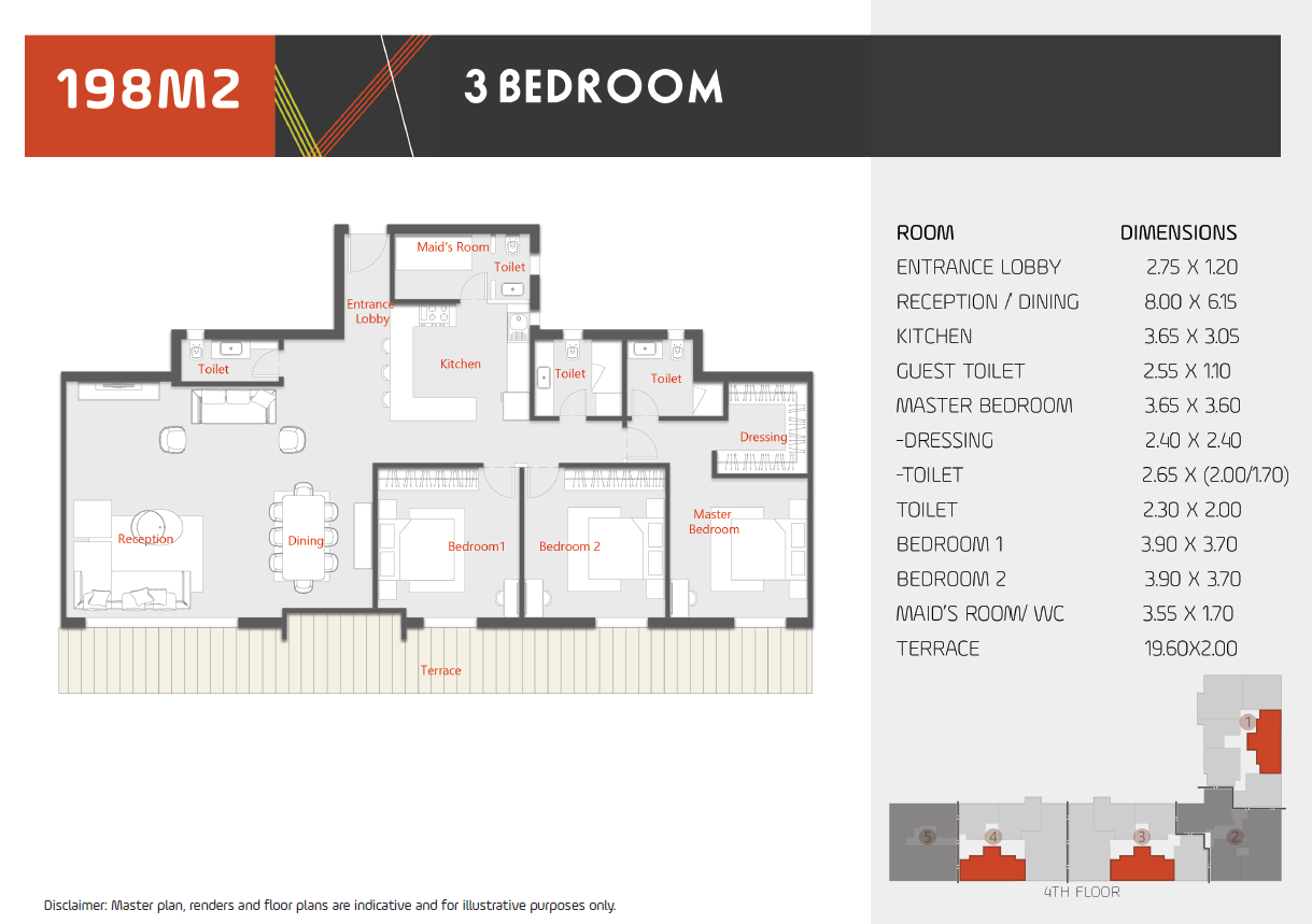Floor plan for apartment at Al Karma Kay