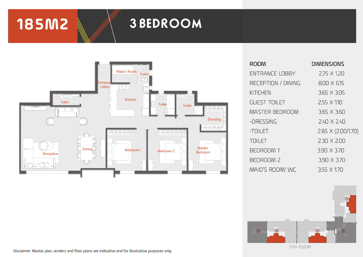 Floor plan for apartment at Al Karma Kay