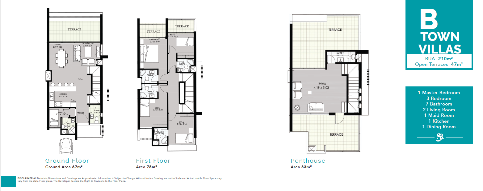 Floor plan for townhouse at Smeralda Bay Sidi Heneish -Sbay