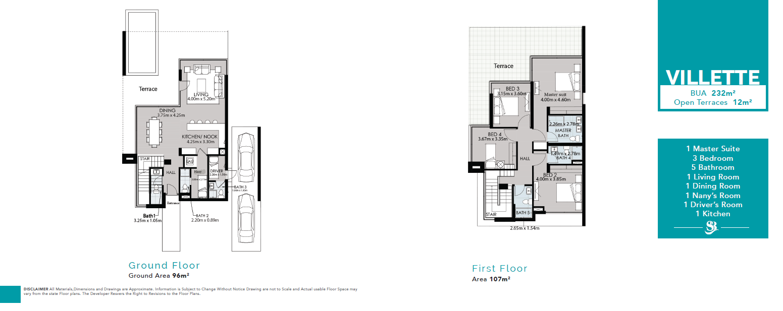 Floor plan for villa at Smeralda Bay Sidi Heneish -Sbay