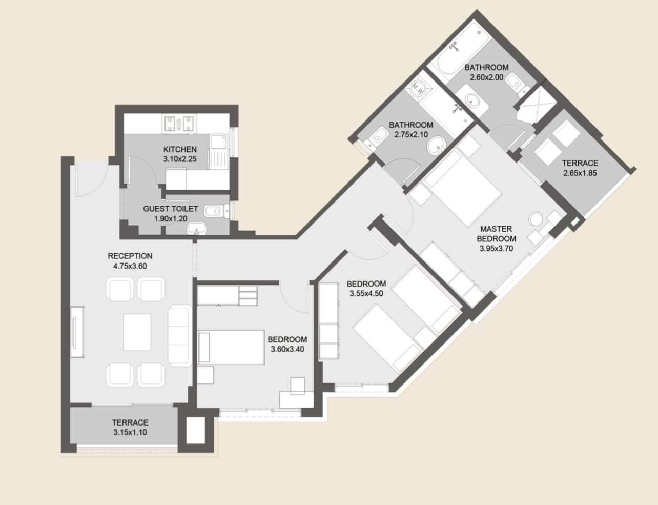 Floor plan for apartment at Al Maqsad Residences