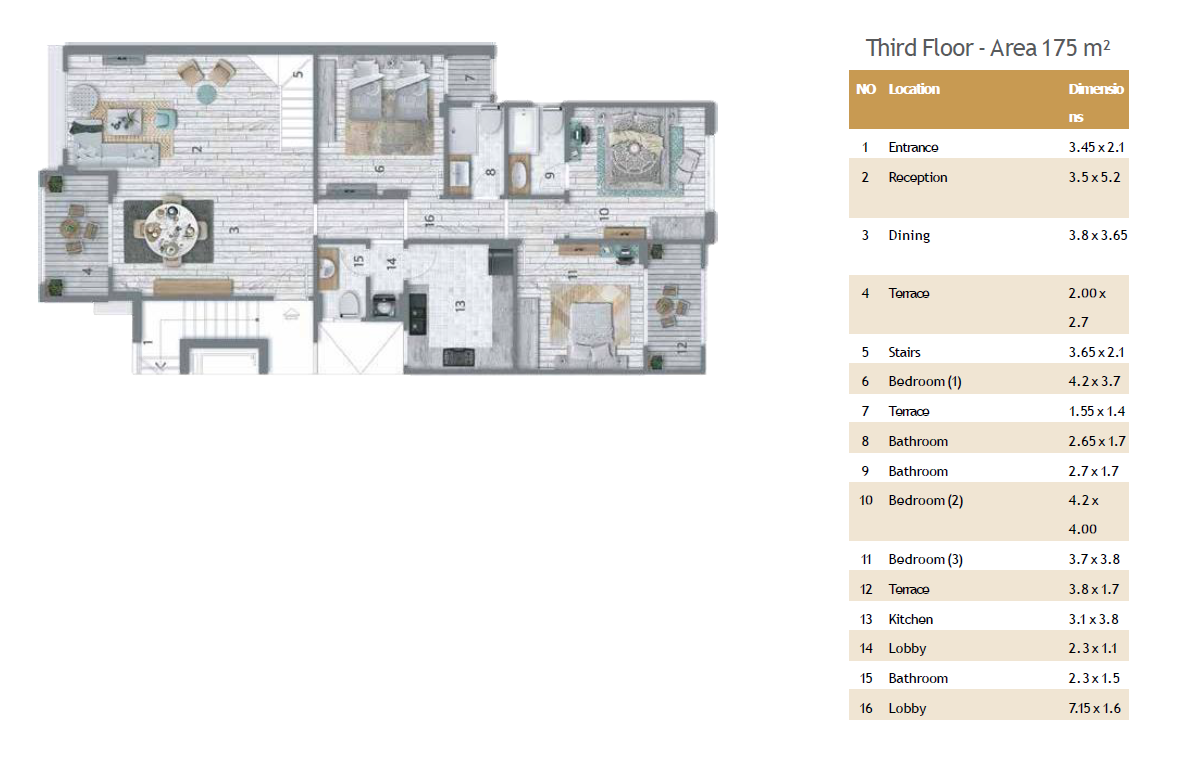 Floor plan for penthouse at Stone Residence