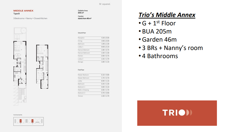 Floor plan for duplex at Trio