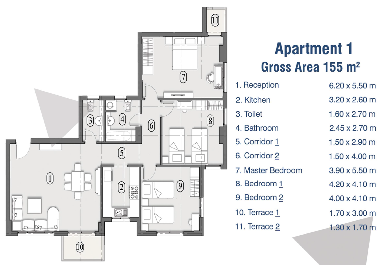 Floor plan for apartment at Ramatan