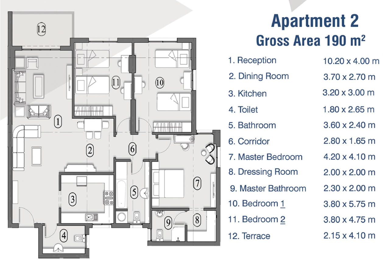 Floor plan for apartment at Ramatan