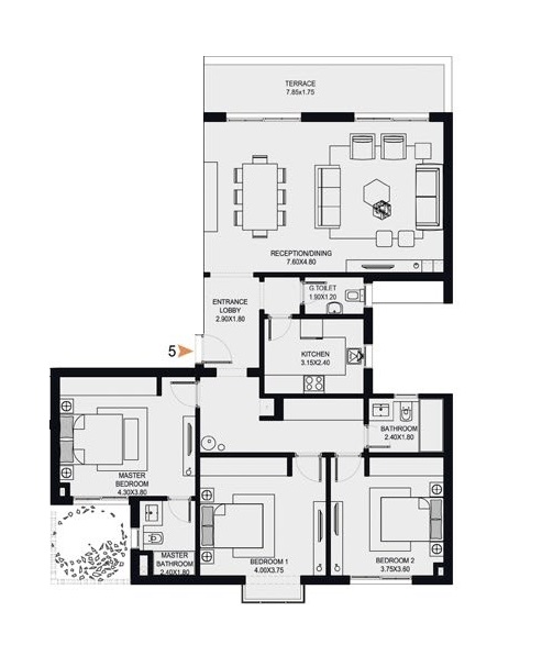 Floor plan for apartment at O West Orascom