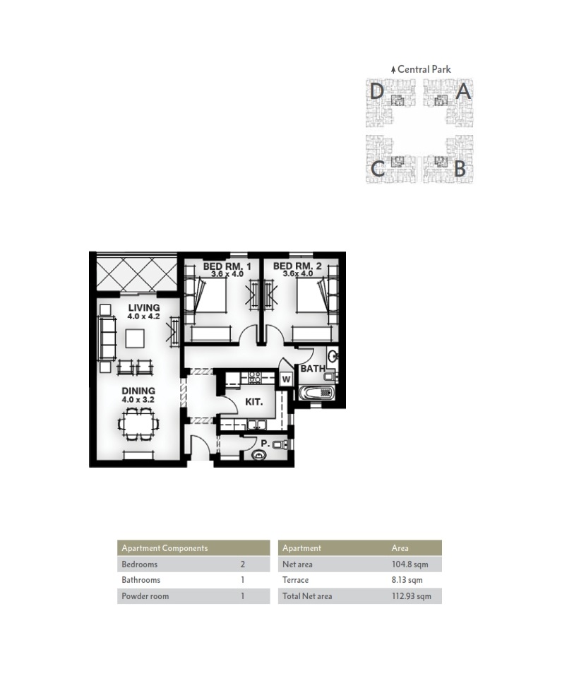 Floor plan for apartment at Mivida