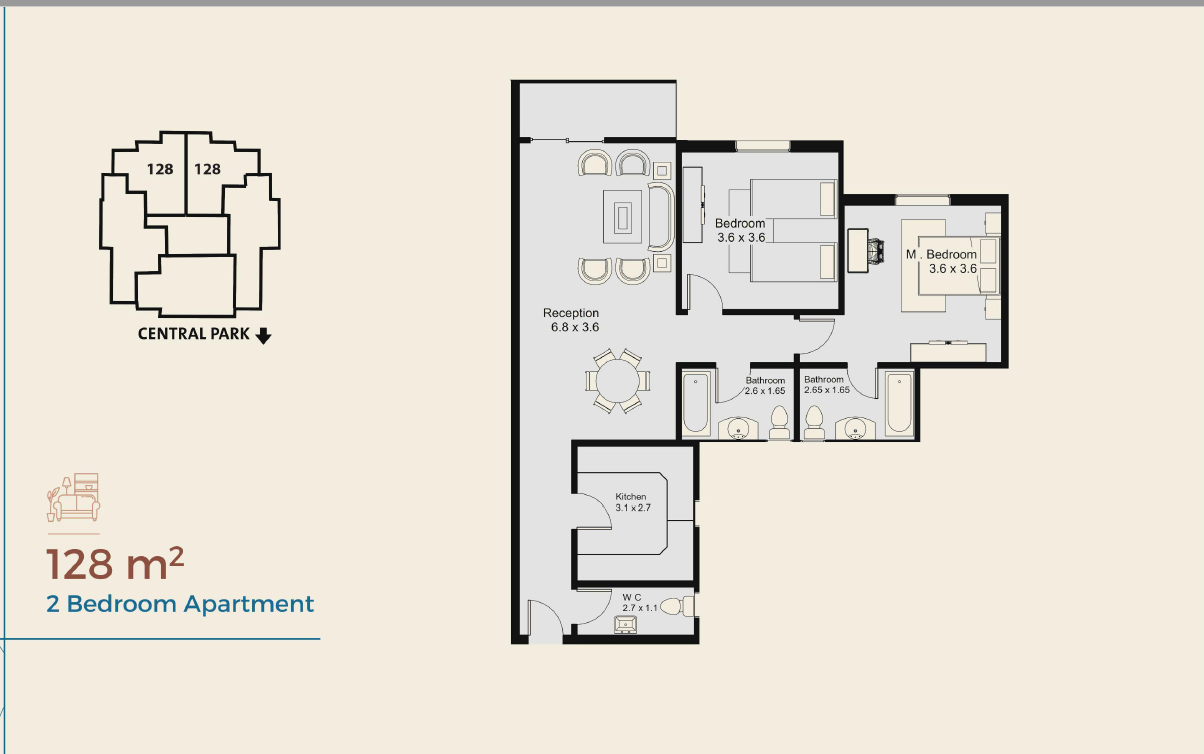 Floor plan for apartment at Nile Boulevard