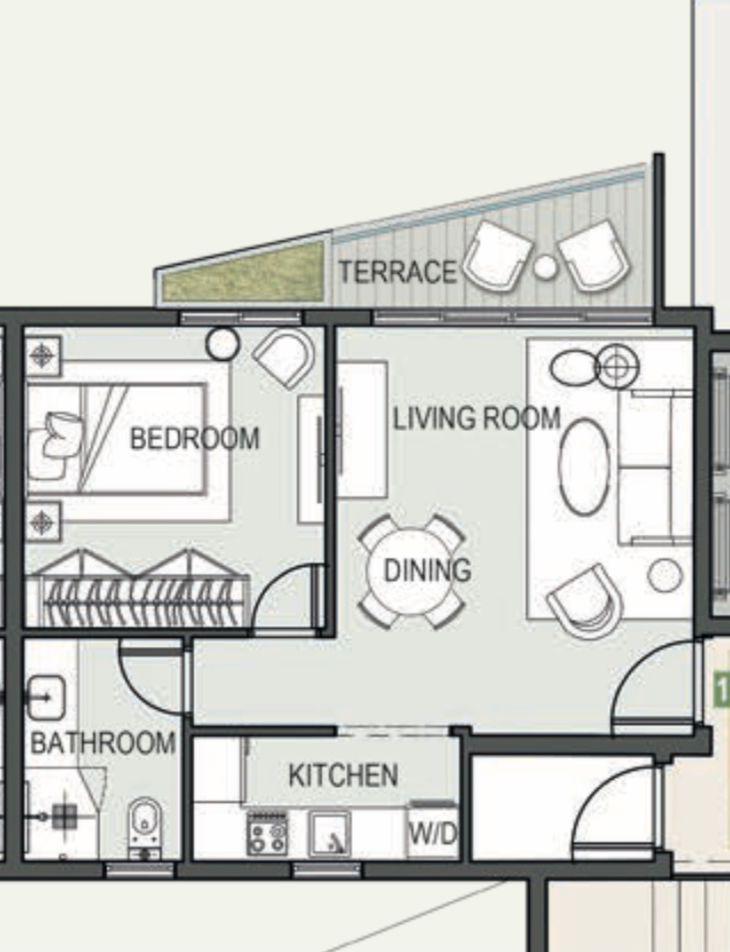 Floor plan for studio at Privado