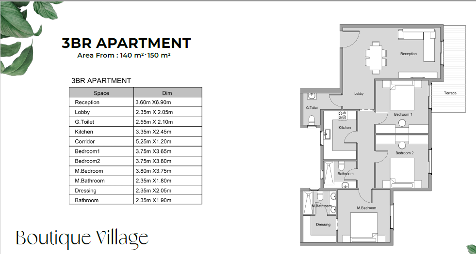 Floor plan for apartment at Boutique Village