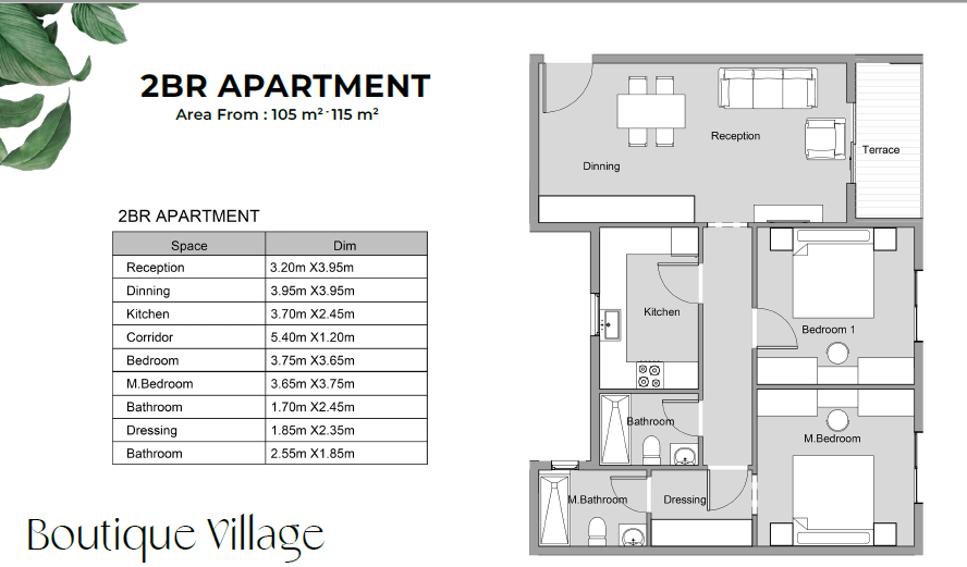 Floor plan for apartment at Boutique Village