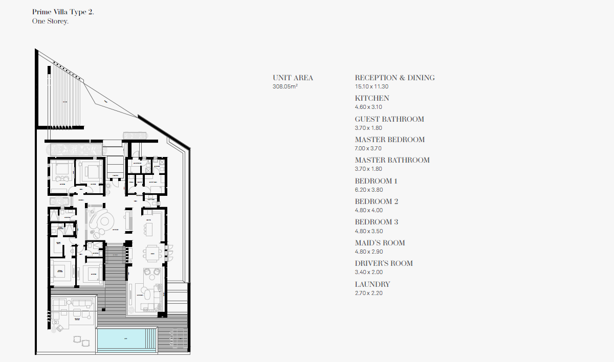 Floor plan for villa at Nautilus