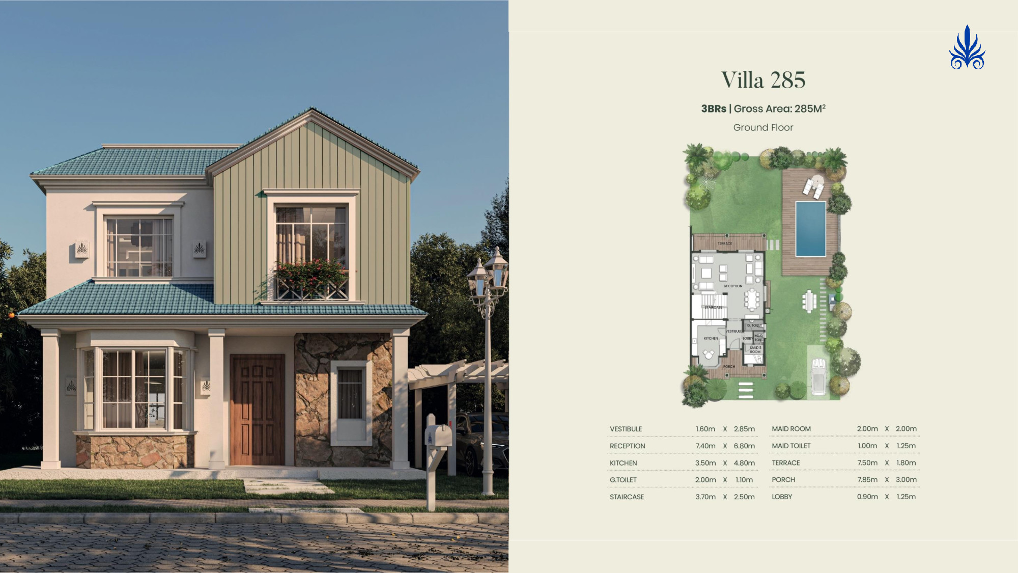 Floor plan for villa at Aliva Mountain View Mostakbal City