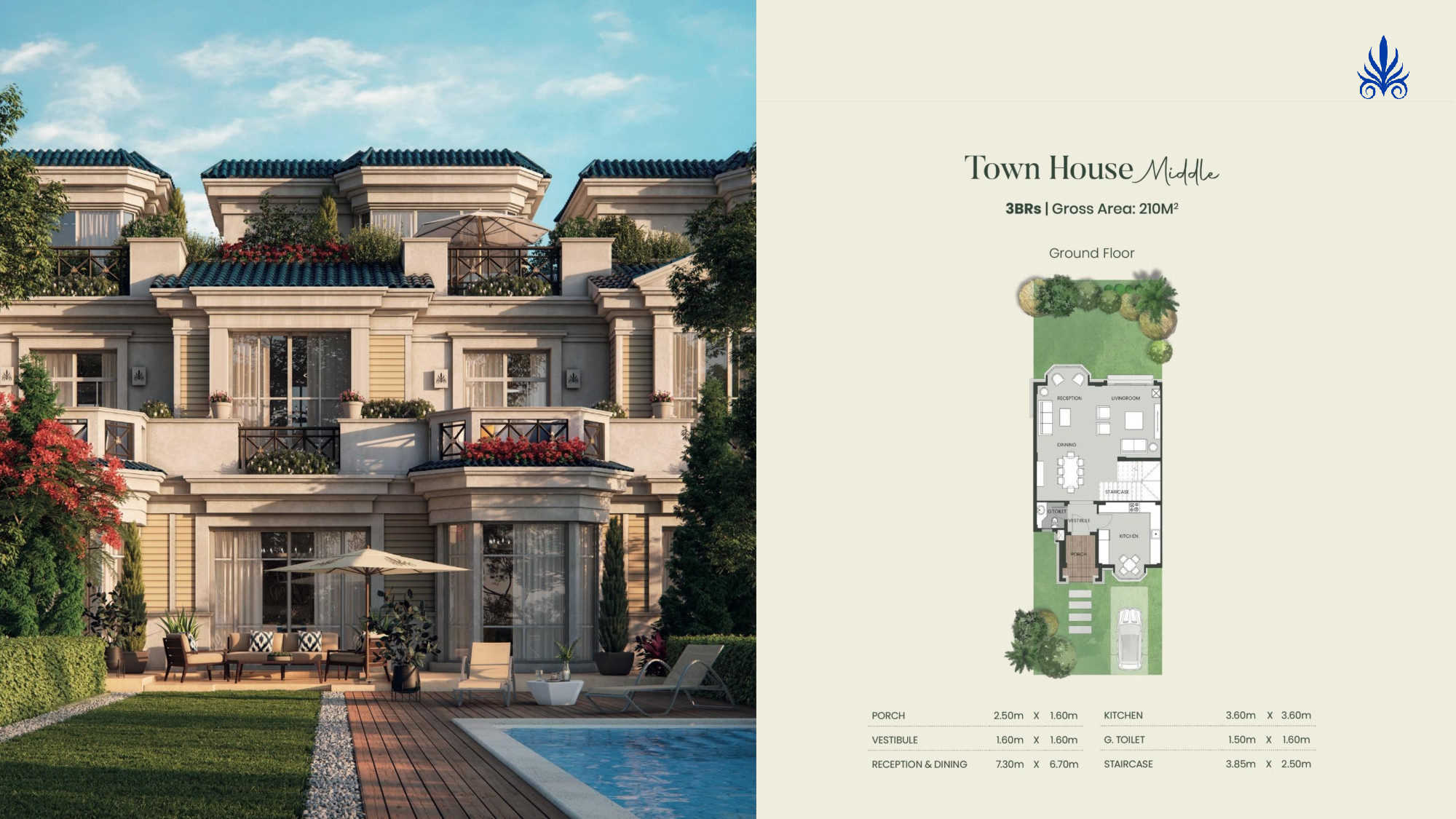 Floor plan for townhouse at Aliva Mountain View Mostakbal City