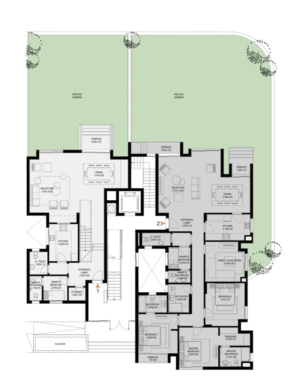 Floor plan for duplex at O West Orascom