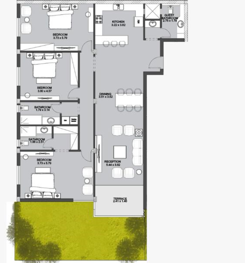 Floor plan for chalet at Direction White