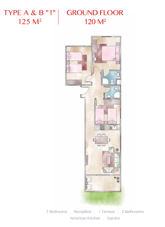 Floor plan for chalet at Lasirena Palm Beach
