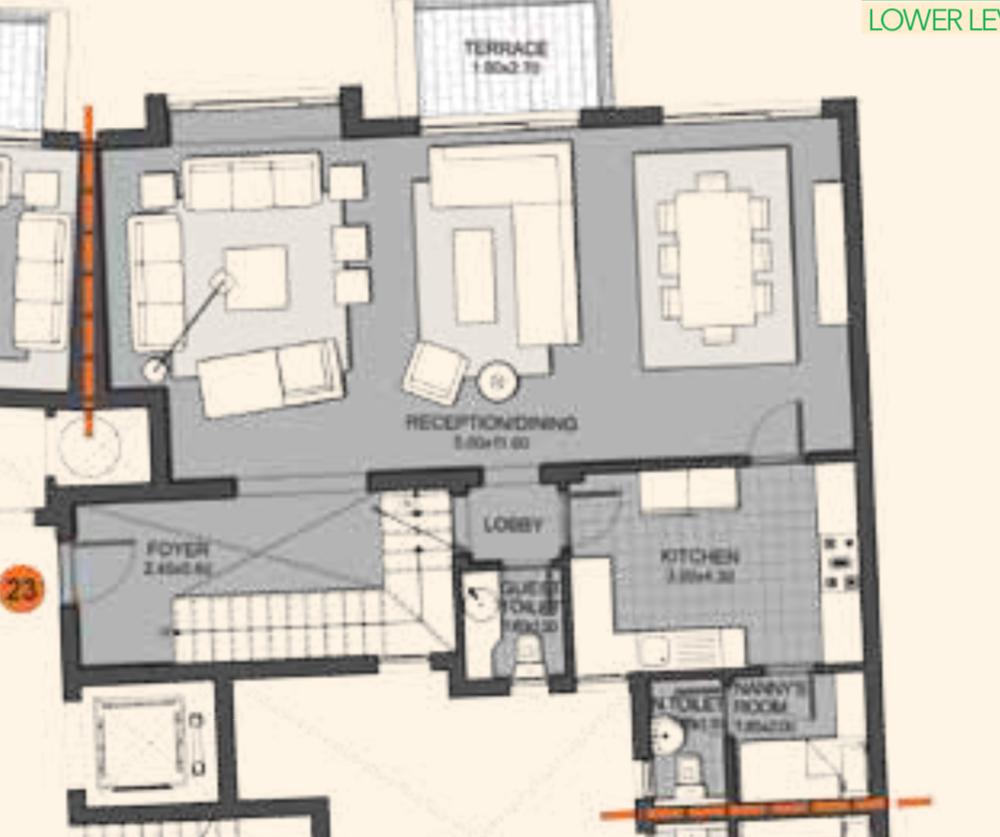 Floor plan for duplex at Eastown Residence
