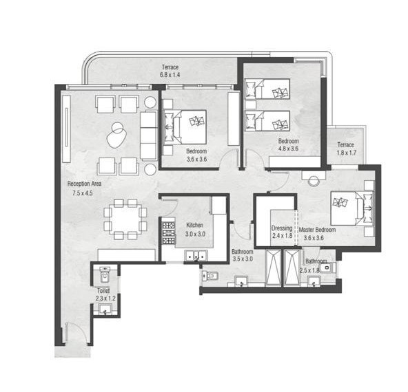 Floor plan for apartment at Go Heliopolis