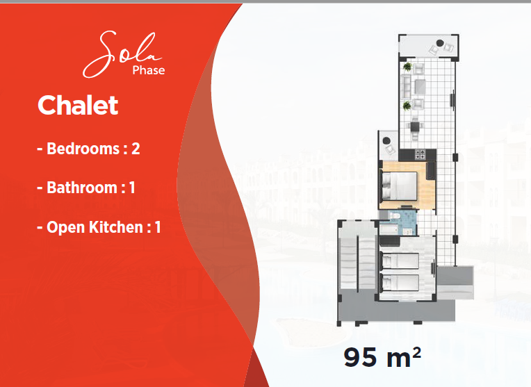 Floor plan for chalet at Lasirena Palm Beach