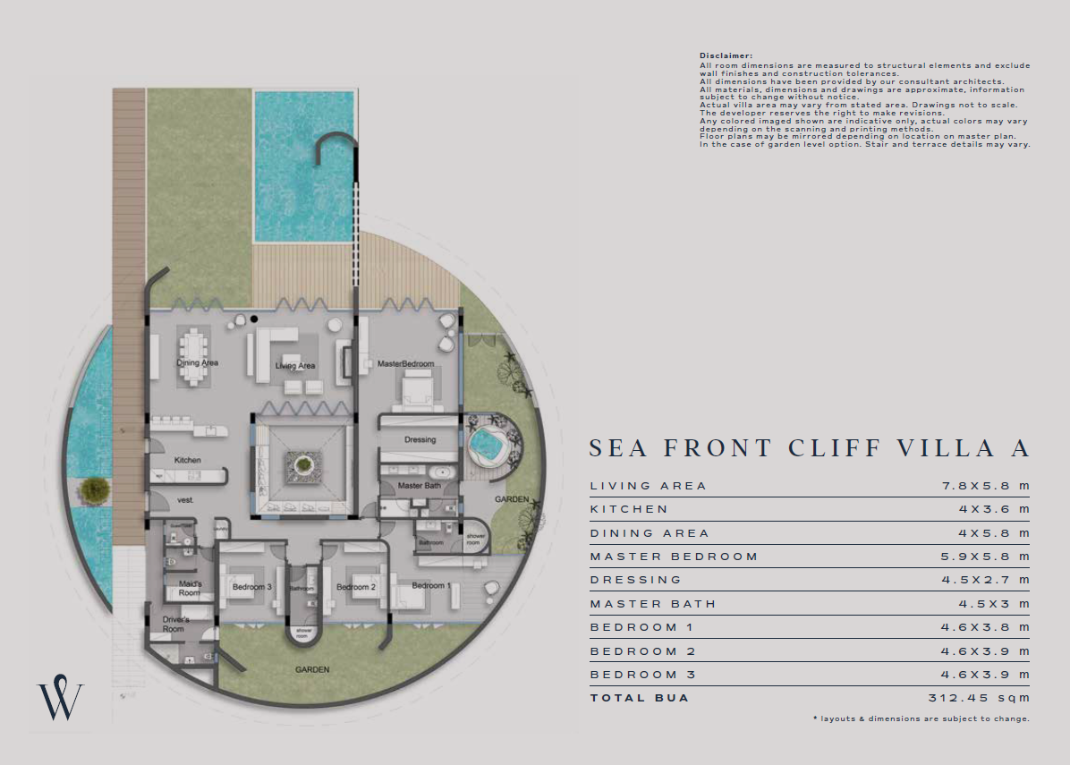 Floor plan for villa at Wadi Soma