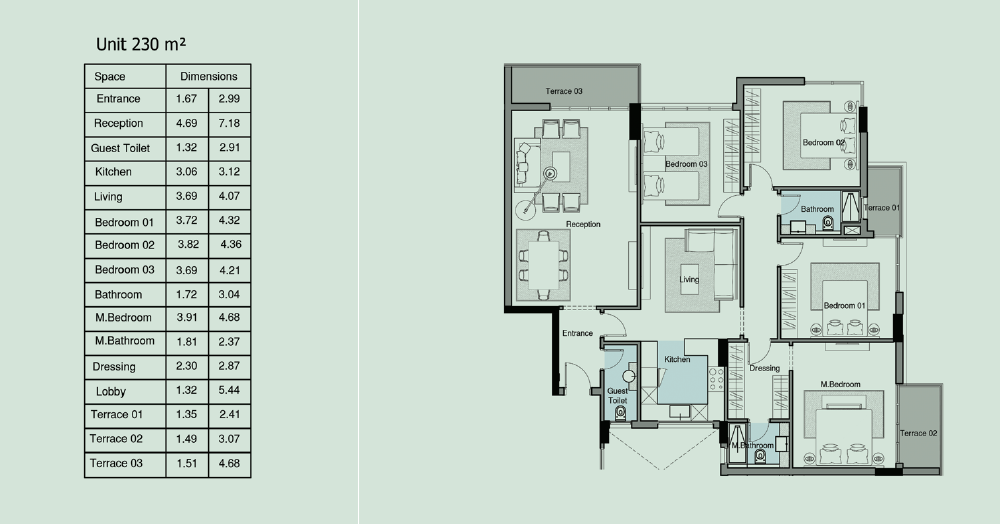 Floor plan for apartment at Scene 7