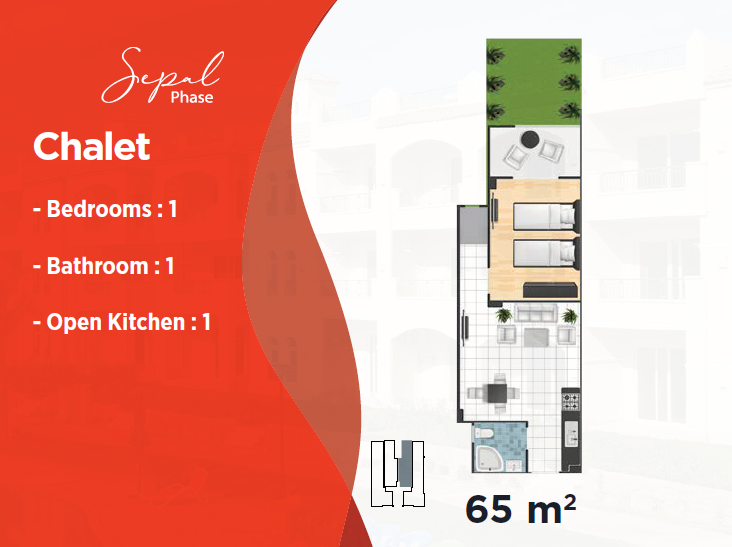 Floor plan for chalet at Lasirena Palm Beach
