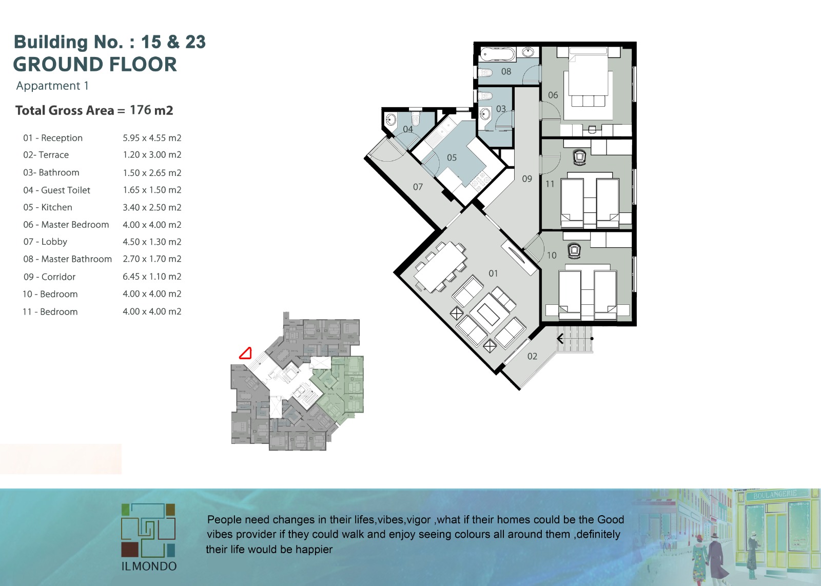 Floor plan for apartment at IL Mondo