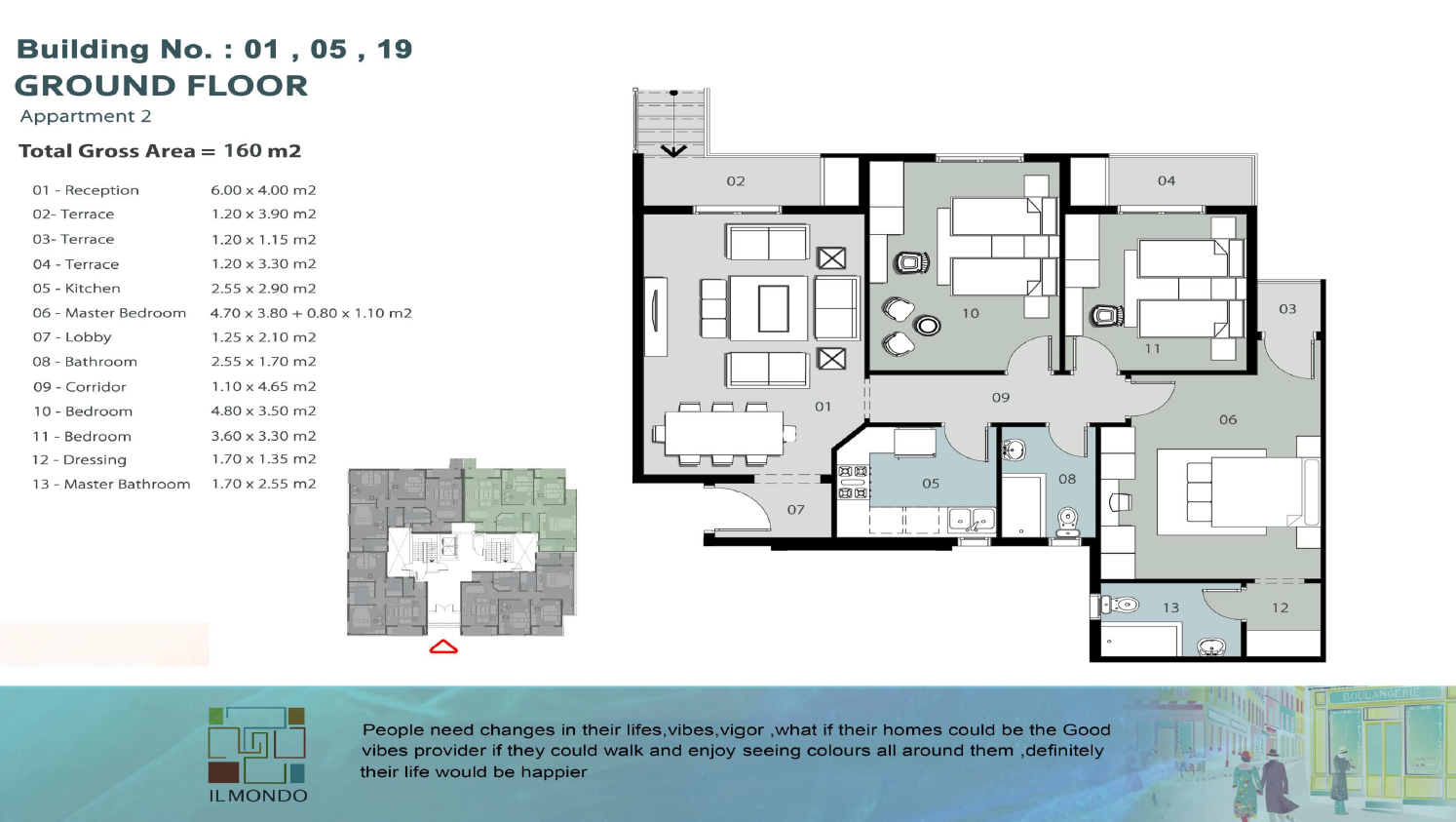 Floor plan for apartment at IL Mondo