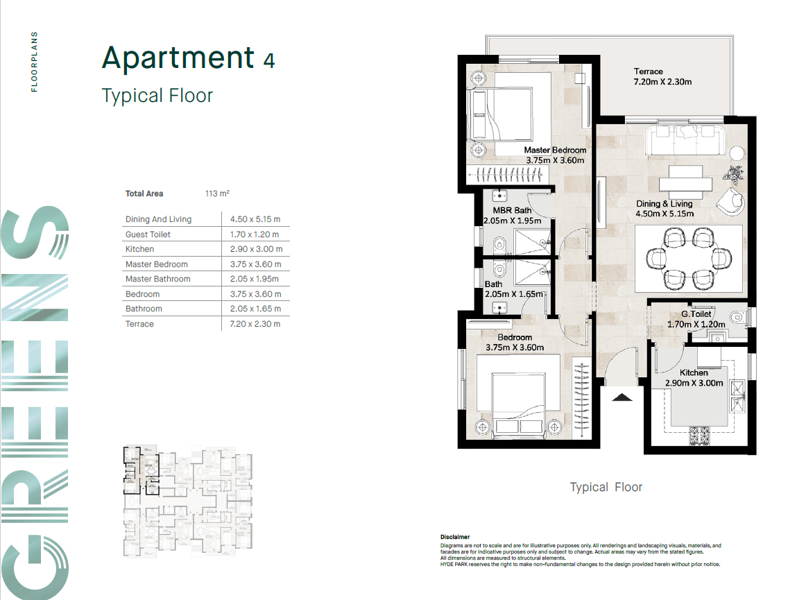 Floor plan for apartment at Hyde Park