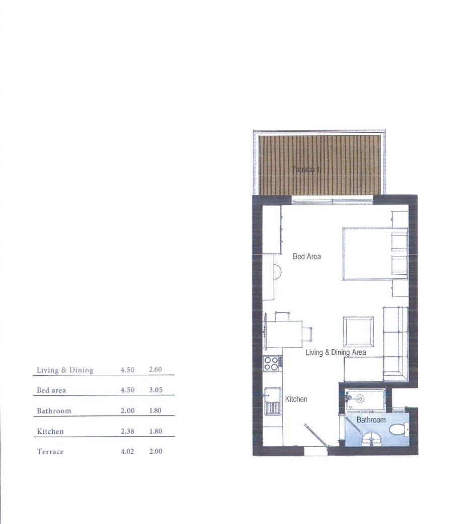 Floor plan for studio at Majada Iwan