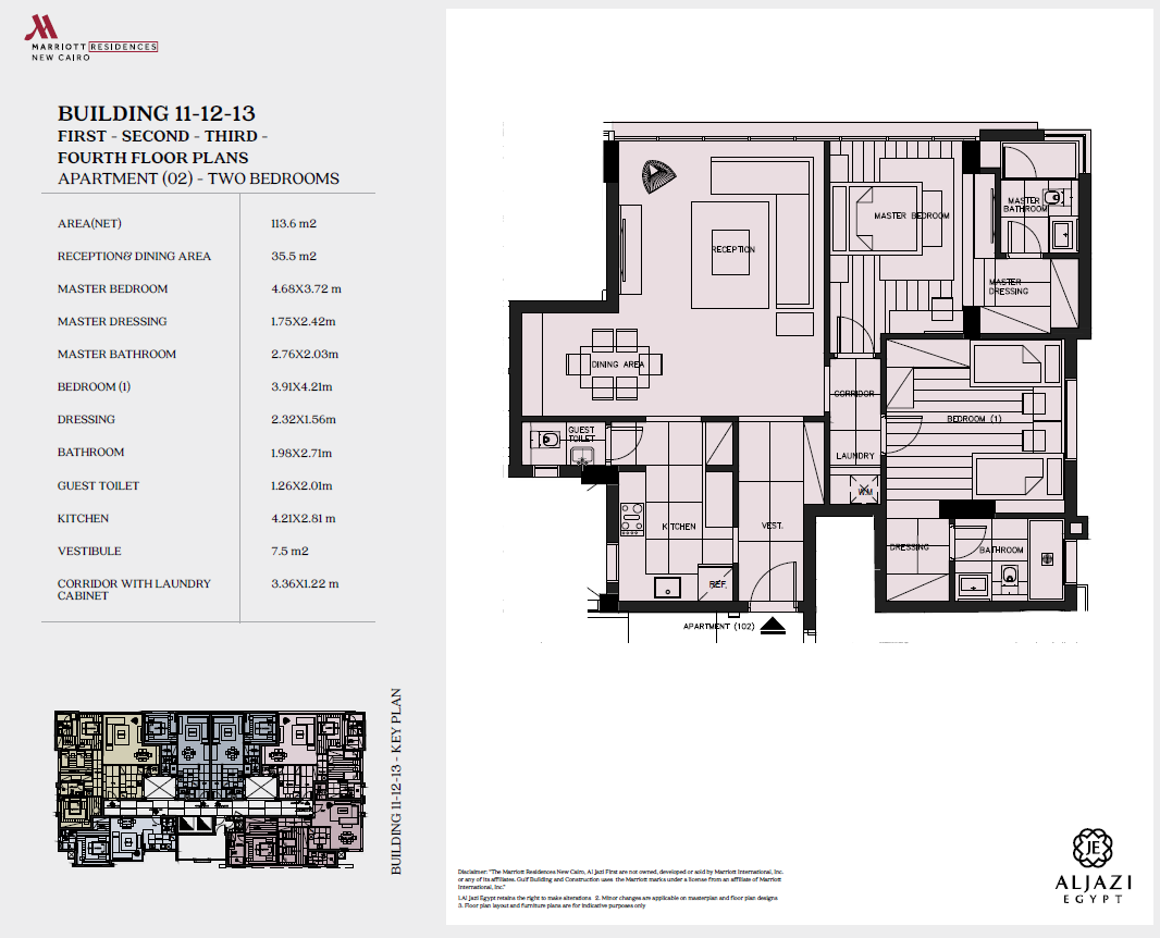 Floor plan for apartment at Al Jazi First Marriott Residences