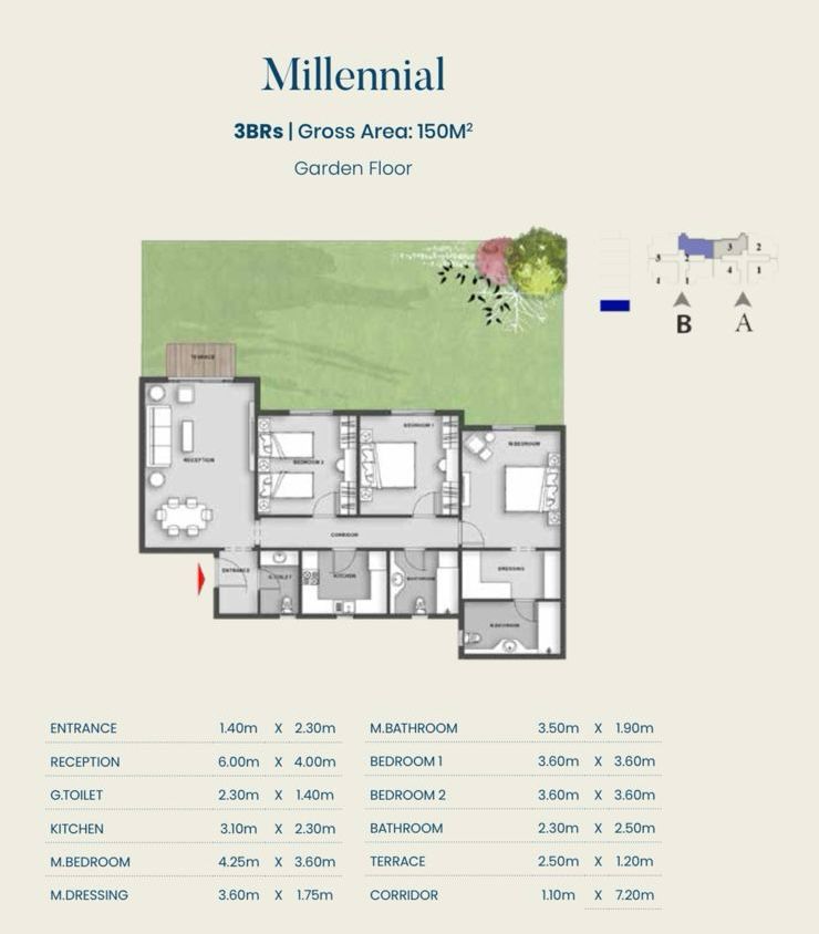 Floor plan for apartment at Aliva Mountain View Mostakbal City
