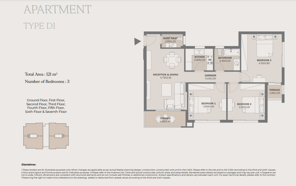 Floor plan for apartment at Al Maqsad Park