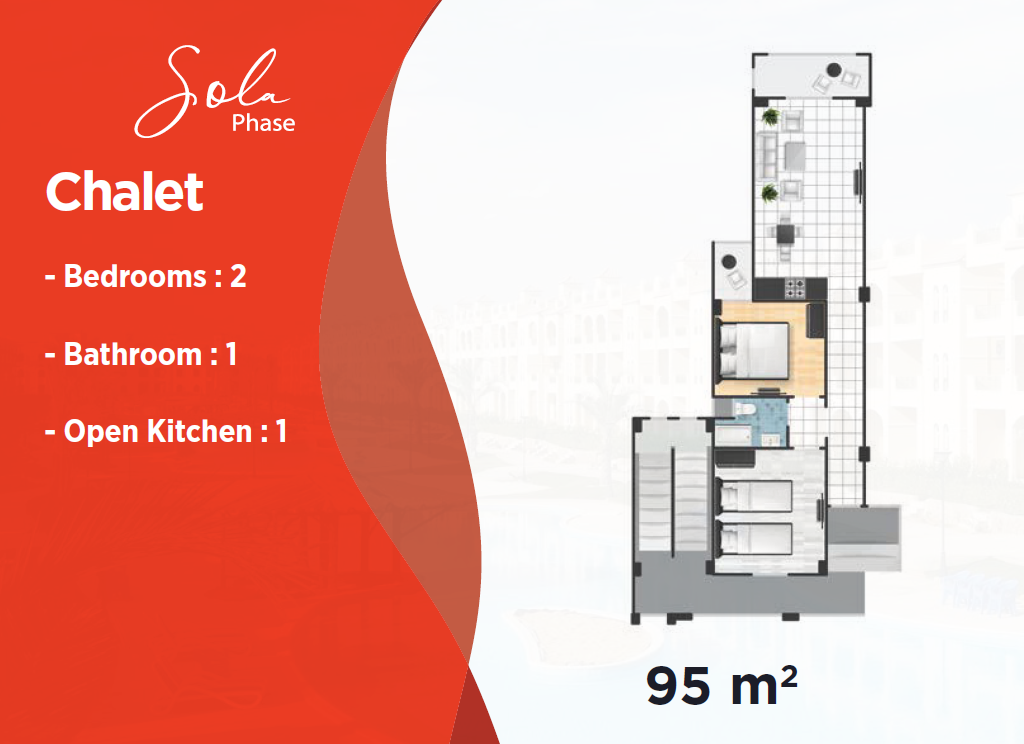 Floor plan for chalet at Lasirena Palm Beach