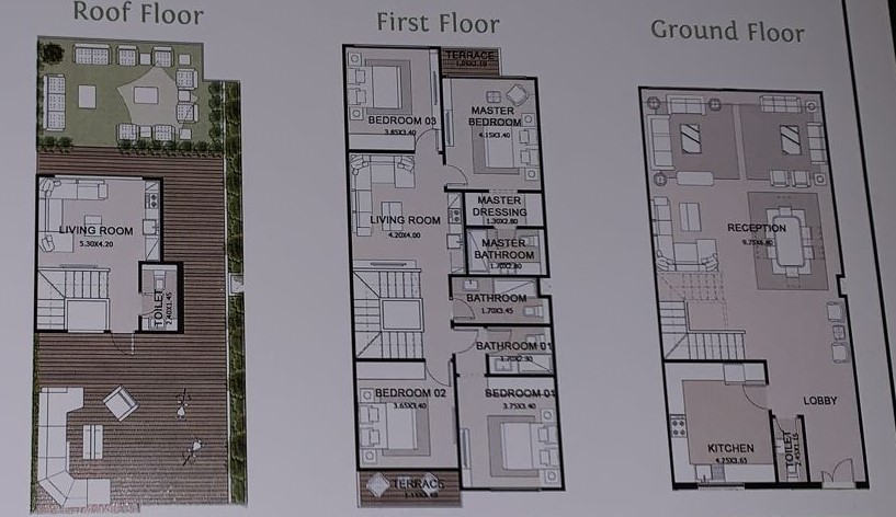 Floor plan for townhouse at Azzar New Cairo