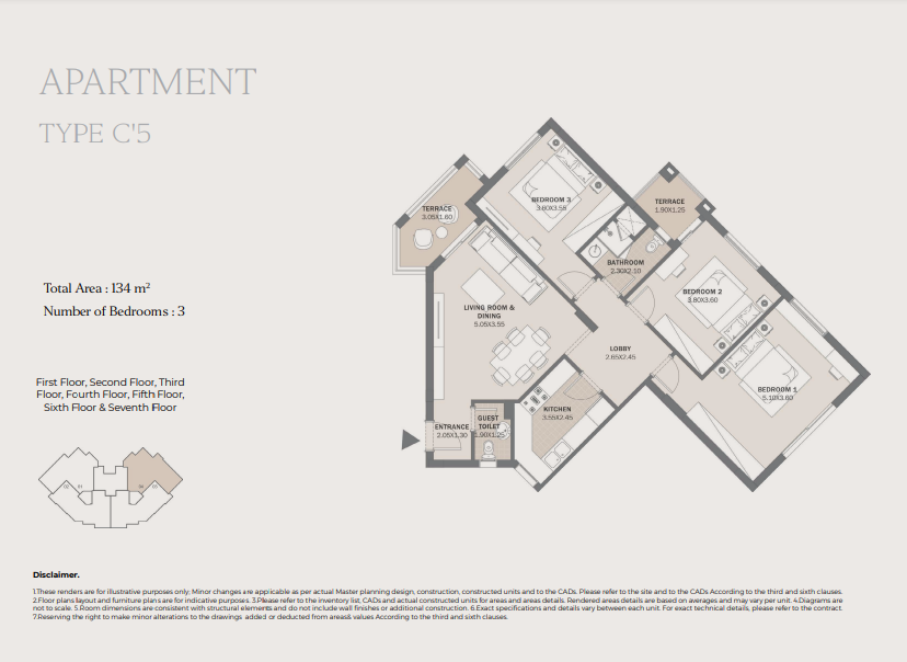 Floor plan for apartment at Al Maqsad Residences