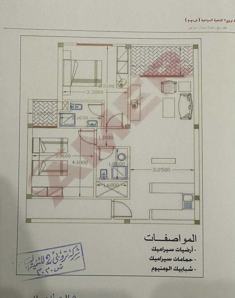 Floor plan for chalet at Porto Sokhna