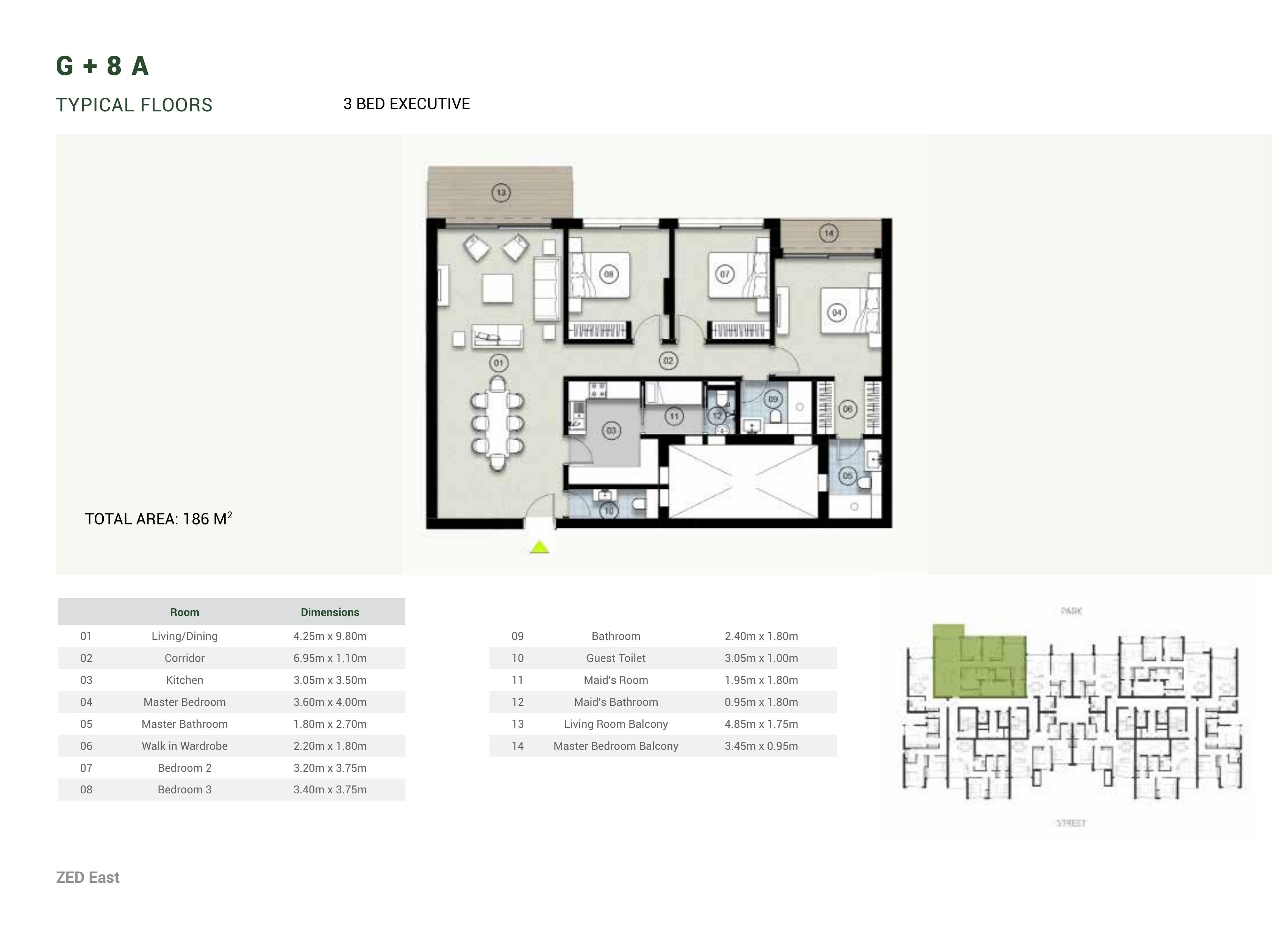 Floor plan for apartment at ZED East