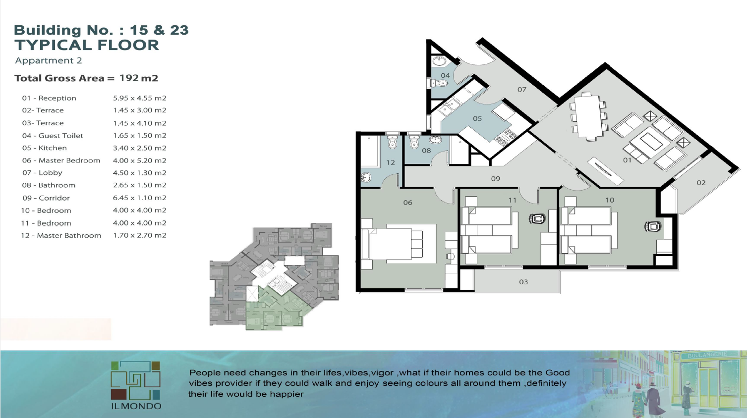 Floor plan for apartment at IL Mondo